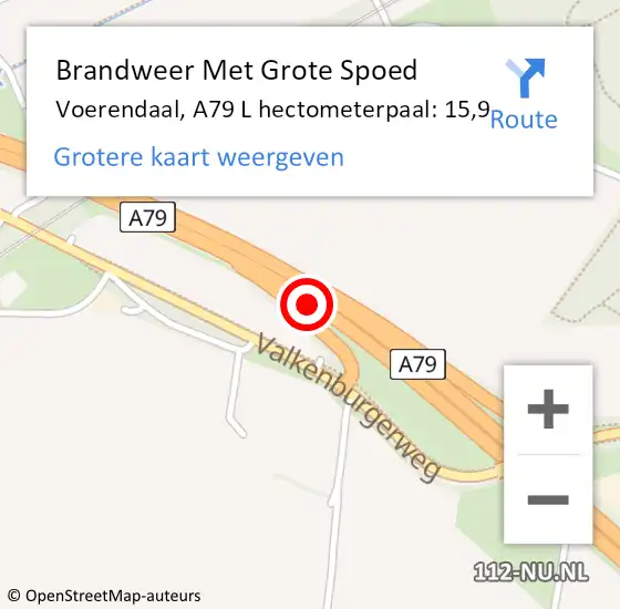 Locatie op kaart van de 112 melding: Brandweer Met Grote Spoed Naar Voerendaal, A79 L hectometerpaal: 15,9 op 9 augustus 2014 10:05