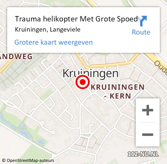 Locatie op kaart van de 112 melding: Trauma helikopter Met Grote Spoed Naar Kruiningen, Langeviele op 21 december 2022 22:39