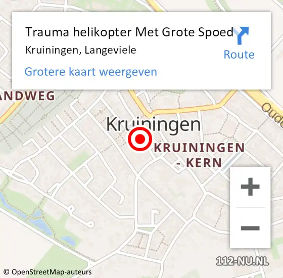 Locatie op kaart van de 112 melding: Trauma helikopter Met Grote Spoed Naar Kruiningen, Langeviele op 21 december 2022 22:40