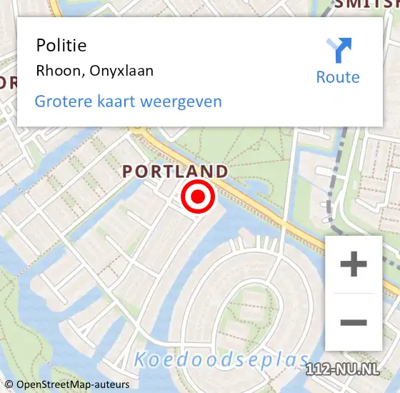 Locatie op kaart van de 112 melding: Politie Rhoon, Onyxlaan op 21 december 2022 22:48