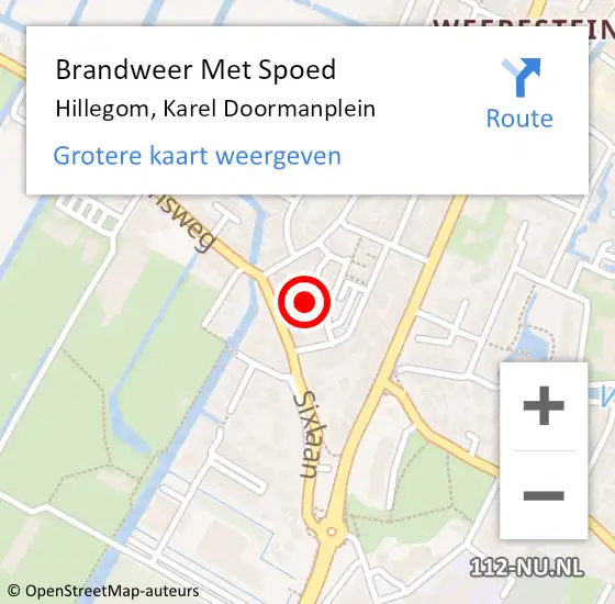 Locatie op kaart van de 112 melding: Brandweer Met Spoed Naar Hillegom, Karel Doormanplein op 21 december 2022 22:50