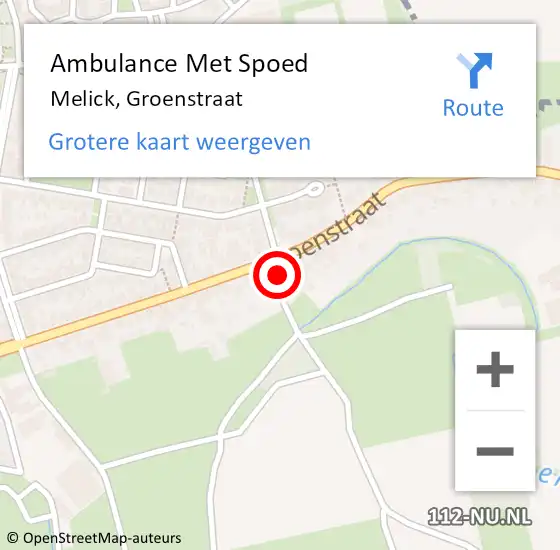 Locatie op kaart van de 112 melding: Ambulance Met Spoed Naar Melick, Groenstraat op 21 december 2022 22:56