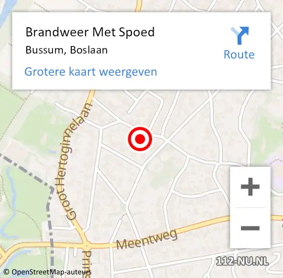 Locatie op kaart van de 112 melding: Brandweer Met Spoed Naar Bussum, Boslaan op 21 december 2022 23:03