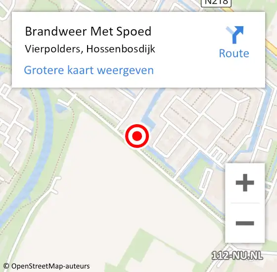 Locatie op kaart van de 112 melding: Brandweer Met Spoed Naar Vierpolders, Hossenbosdijk op 21 december 2022 23:12