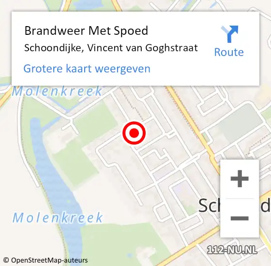 Locatie op kaart van de 112 melding: Brandweer Met Spoed Naar Schoondijke, Vincent van Goghstraat op 21 december 2022 23:51