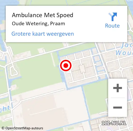 Locatie op kaart van de 112 melding: Ambulance Met Spoed Naar Oude Wetering, Praam op 22 december 2022 00:37