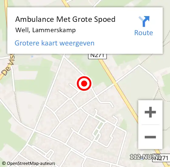 Locatie op kaart van de 112 melding: Ambulance Met Grote Spoed Naar Well, Lammerskamp op 22 december 2022 00:54