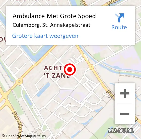 Locatie op kaart van de 112 melding: Ambulance Met Grote Spoed Naar Culemborg, St. Annakapelstraat op 22 december 2022 01:06