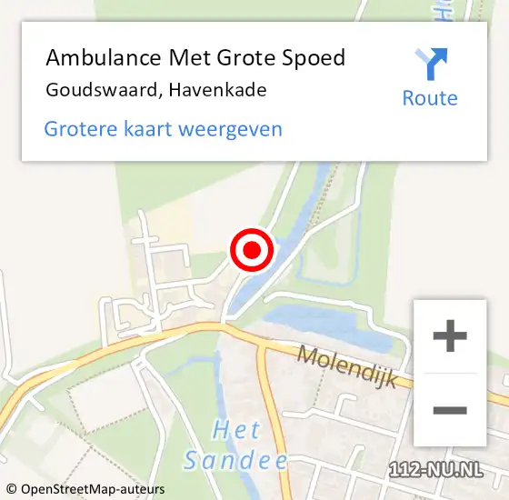 Locatie op kaart van de 112 melding: Ambulance Met Grote Spoed Naar Goudswaard, Havenkade op 22 december 2022 02:29