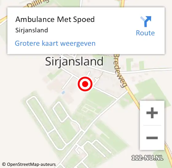 Locatie op kaart van de 112 melding: Ambulance Met Spoed Naar Sirjansland op 22 december 2022 02:41