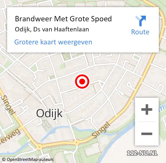 Locatie op kaart van de 112 melding: Brandweer Met Grote Spoed Naar Odijk, Ds van Haaftenlaan op 22 december 2022 03:08