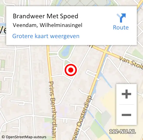 Locatie op kaart van de 112 melding: Brandweer Met Spoed Naar Veendam, Wilhelminasingel op 22 december 2022 03:25