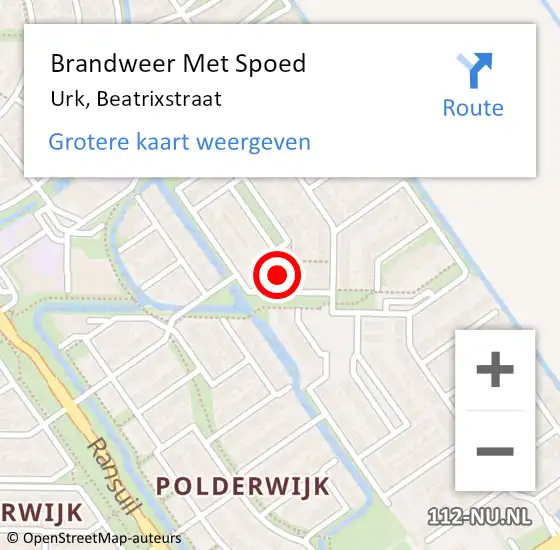 Locatie op kaart van de 112 melding: Brandweer Met Spoed Naar Urk, Beatrixstraat op 22 december 2022 05:00