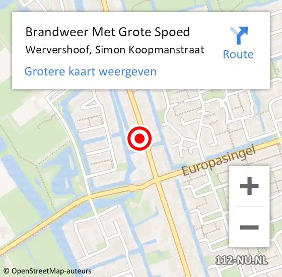 Locatie op kaart van de 112 melding: Brandweer Met Grote Spoed Naar Wervershoof, Simon Koopmanstraat op 22 december 2022 05:30