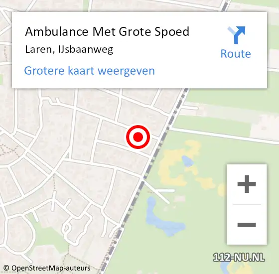 Locatie op kaart van de 112 melding: Ambulance Met Grote Spoed Naar Laren, IJsbaanweg op 9 augustus 2014 10:31