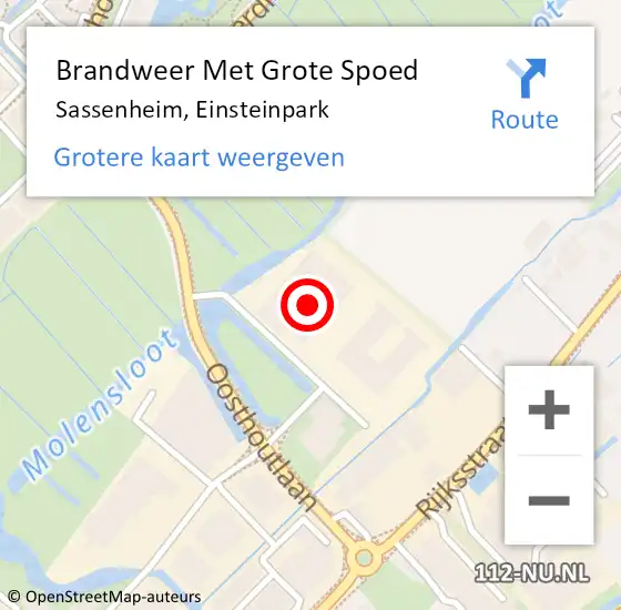 Locatie op kaart van de 112 melding: Brandweer Met Grote Spoed Naar Sassenheim, Einsteinpark op 22 december 2022 07:03