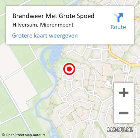 Locatie op kaart van de 112 melding: Brandweer Met Grote Spoed Naar Hilversum, Mierenmeent op 22 december 2022 07:10