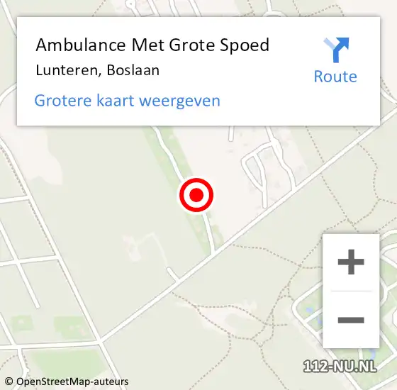 Locatie op kaart van de 112 melding: Ambulance Met Grote Spoed Naar Lunteren, Boslaan op 22 december 2022 07:17