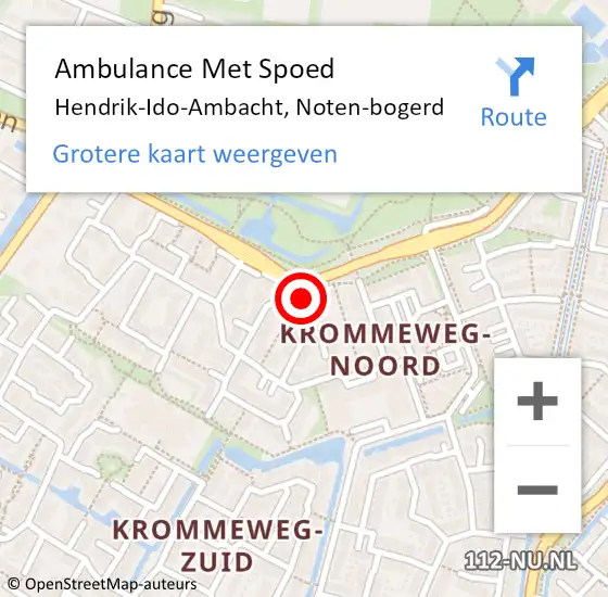 Locatie op kaart van de 112 melding: Ambulance Met Spoed Naar Hendrik-Ido-Ambacht, Noten-bogerd op 22 december 2022 07:23