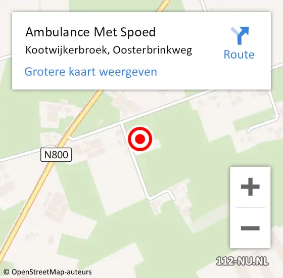 Locatie op kaart van de 112 melding: Ambulance Met Spoed Naar Kootwijkerbroek, Oosterbrinkweg op 22 december 2022 07:31