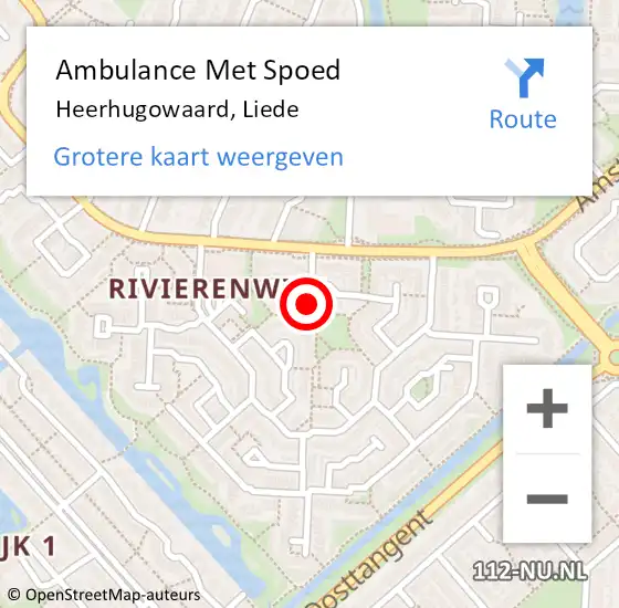 Locatie op kaart van de 112 melding: Ambulance Met Spoed Naar Heerhugowaard, Liede op 22 december 2022 07:43