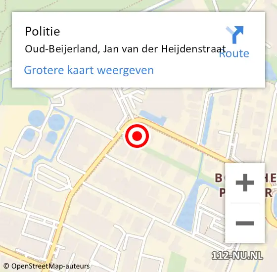 Locatie op kaart van de 112 melding: Politie Oud-Beijerland, Jan van der Heijdenstraat op 22 december 2022 07:47