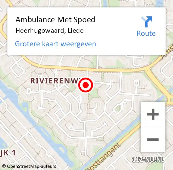 Locatie op kaart van de 112 melding: Ambulance Met Spoed Naar Heerhugowaard, Liede op 22 december 2022 07:47