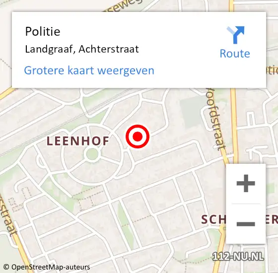 Locatie op kaart van de 112 melding: Politie Landgraaf, Achterstraat op 22 december 2022 07:49