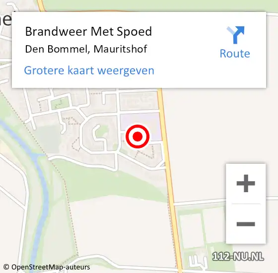 Locatie op kaart van de 112 melding: Brandweer Met Spoed Naar Den Bommel, Mauritshof op 22 december 2022 08:02