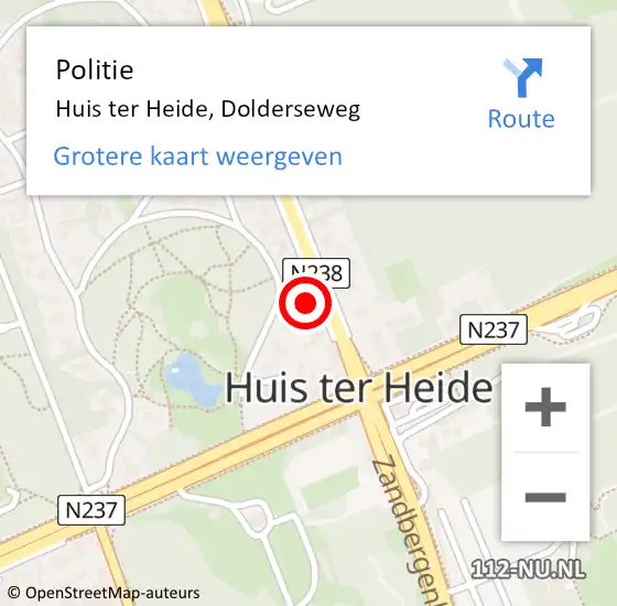 Locatie op kaart van de 112 melding: Politie Huis ter Heide, Dolderseweg op 22 december 2022 08:14