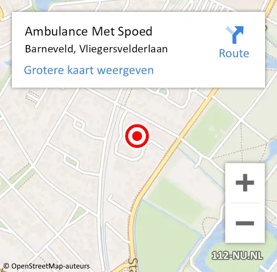 Locatie op kaart van de 112 melding: Ambulance Met Spoed Naar Barneveld, Vliegersvelderlaan op 22 december 2022 08:32