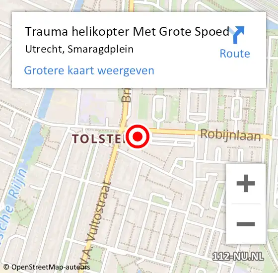 Locatie op kaart van de 112 melding: Trauma helikopter Met Grote Spoed Naar Utrecht, Smaragdplein op 22 december 2022 08:41