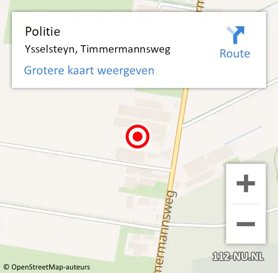 Locatie op kaart van de 112 melding: Politie Ysselsteyn, Timmermannsweg op 22 december 2022 08:45