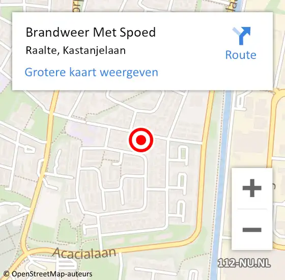 Locatie op kaart van de 112 melding: Brandweer Met Spoed Naar Raalte, Kastanjelaan op 22 december 2022 08:53