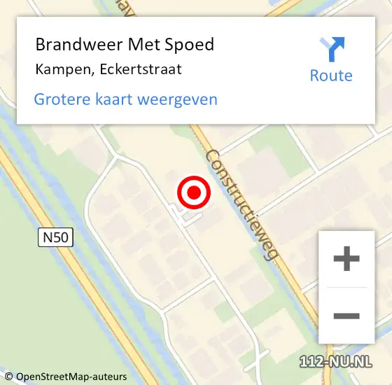 Locatie op kaart van de 112 melding: Brandweer Met Spoed Naar Kampen, Eckertstraat op 22 december 2022 09:13