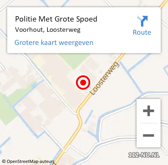 Locatie op kaart van de 112 melding: Politie Met Grote Spoed Naar Voorhout, Loosterweg op 22 december 2022 09:15