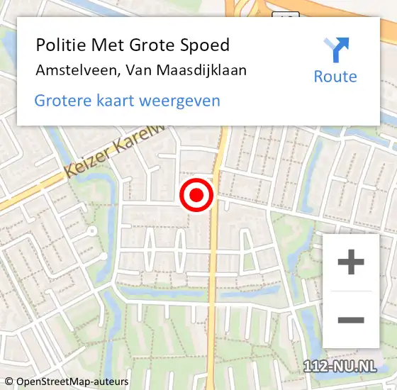 Locatie op kaart van de 112 melding: Politie Met Grote Spoed Naar Amstelveen, Van Maasdijklaan op 22 december 2022 09:18