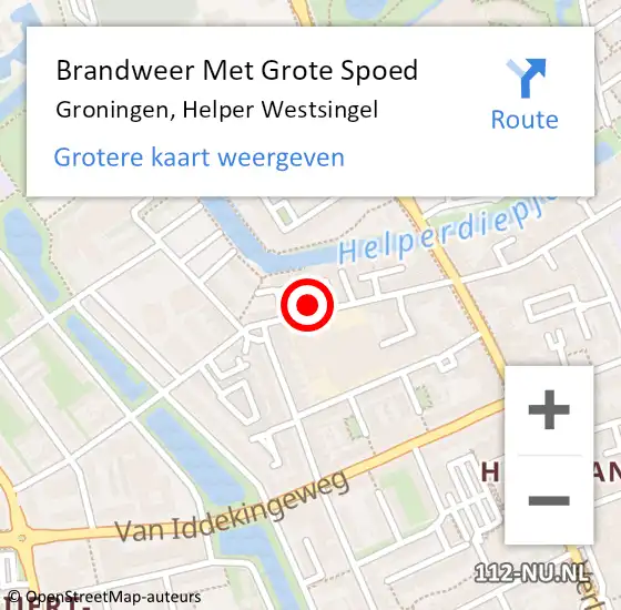 Locatie op kaart van de 112 melding: Brandweer Met Grote Spoed Naar Groningen, Helper Westsingel op 22 december 2022 09:23