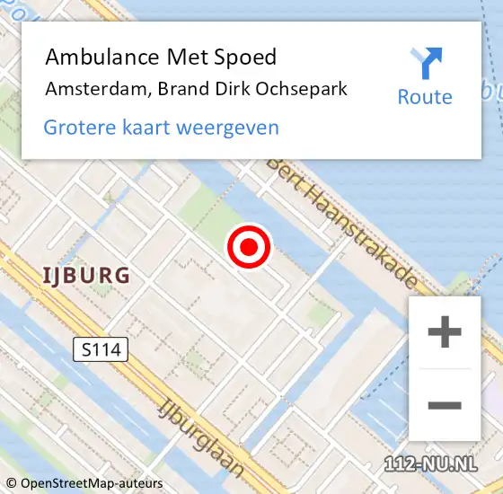 Locatie op kaart van de 112 melding: Ambulance Met Spoed Naar Amsterdam, Brand Dirk Ochsepark op 22 december 2022 09:44