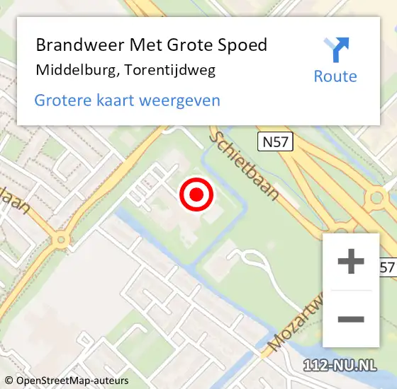Locatie op kaart van de 112 melding: Brandweer Met Grote Spoed Naar Middelburg, Torentijdweg op 22 december 2022 10:03