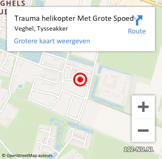 Locatie op kaart van de 112 melding: Trauma helikopter Met Grote Spoed Naar Veghel, Tysseakker op 22 december 2022 10:35