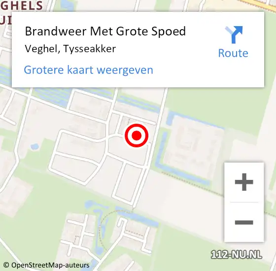 Locatie op kaart van de 112 melding: Brandweer Met Grote Spoed Naar Veghel, Tysseakker op 22 december 2022 10:37