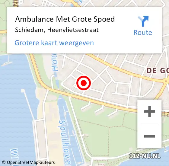 Locatie op kaart van de 112 melding: Ambulance Met Grote Spoed Naar Schiedam, Heenvlietsestraat op 22 december 2022 10:39