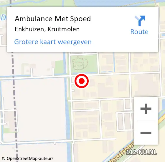 Locatie op kaart van de 112 melding: Ambulance Met Spoed Naar Enkhuizen, Kruitmolen op 22 december 2022 10:40