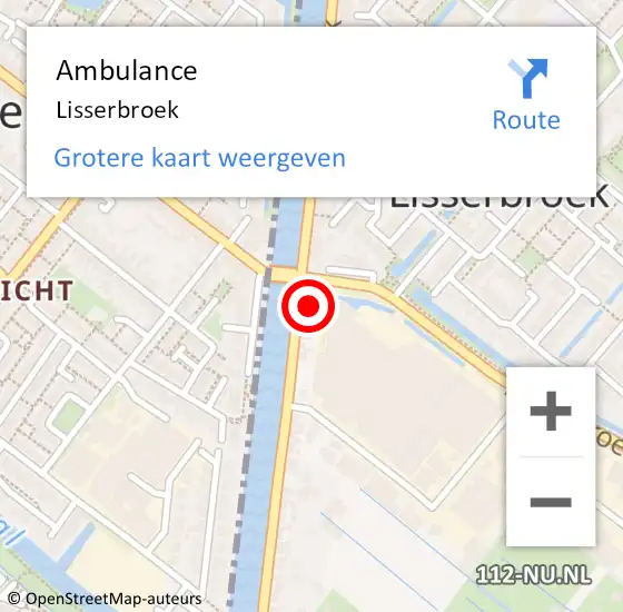Locatie op kaart van de 112 melding: Ambulance Lisserbroek op 22 december 2022 10:41