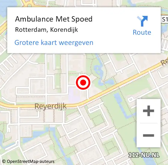 Locatie op kaart van de 112 melding: Ambulance Met Spoed Naar Rotterdam, Korendijk op 22 december 2022 10:42