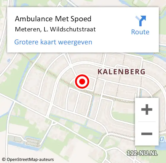 Locatie op kaart van de 112 melding: Ambulance Met Spoed Naar Meteren, L. Wildschutstraat op 22 december 2022 10:48