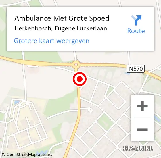 Locatie op kaart van de 112 melding: Ambulance Met Grote Spoed Naar Herkenbosch, Eugene Luckerlaan op 9 augustus 2014 11:07