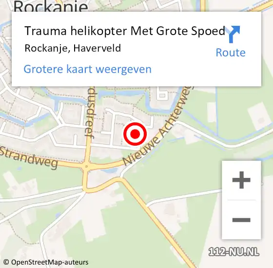 Locatie op kaart van de 112 melding: Trauma helikopter Met Grote Spoed Naar Rockanje, Haverveld op 22 december 2022 11:51