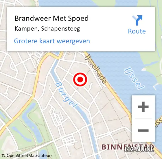 Locatie op kaart van de 112 melding: Brandweer Met Spoed Naar Kampen, Schapensteeg op 22 december 2022 11:52